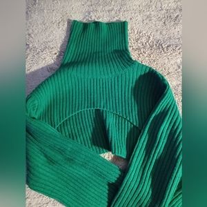 Green Cropped turtle neck